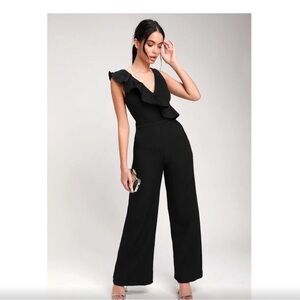 Lulu's Black Ruffle Sleeve Jumpsuit